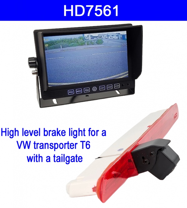 T6 VW Transporter brake light camera and 7 inch heavy duty dash mount monitor